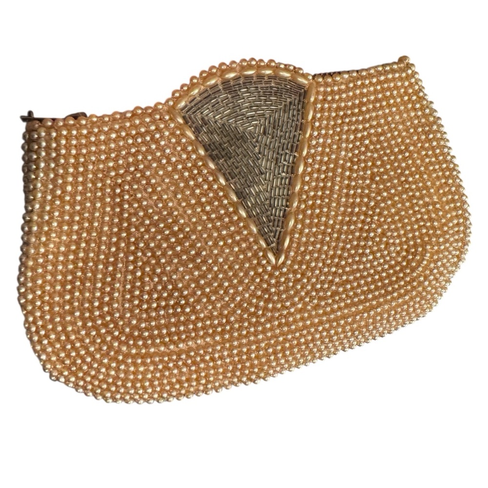 Elegant Antique Faux Pearl-Embellished Clutch Small Purse